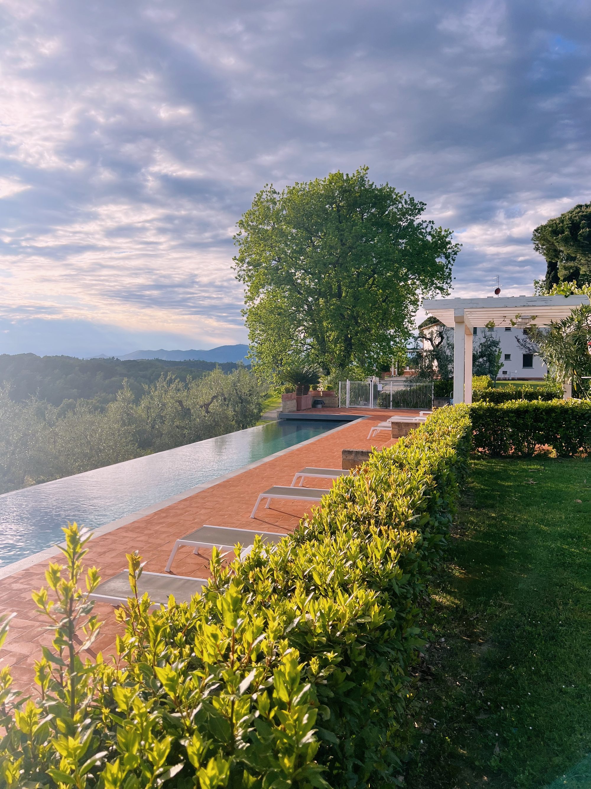 Piscina infinita con vista a los olivares, Toscana